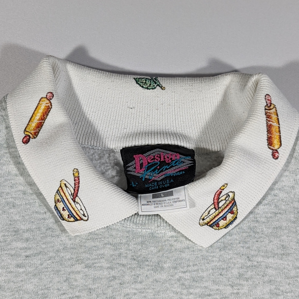 Vintage 90s Sz Large Friendship Recipe Collared Long Sleeve Sweatshirt - Picture 6 of 12
